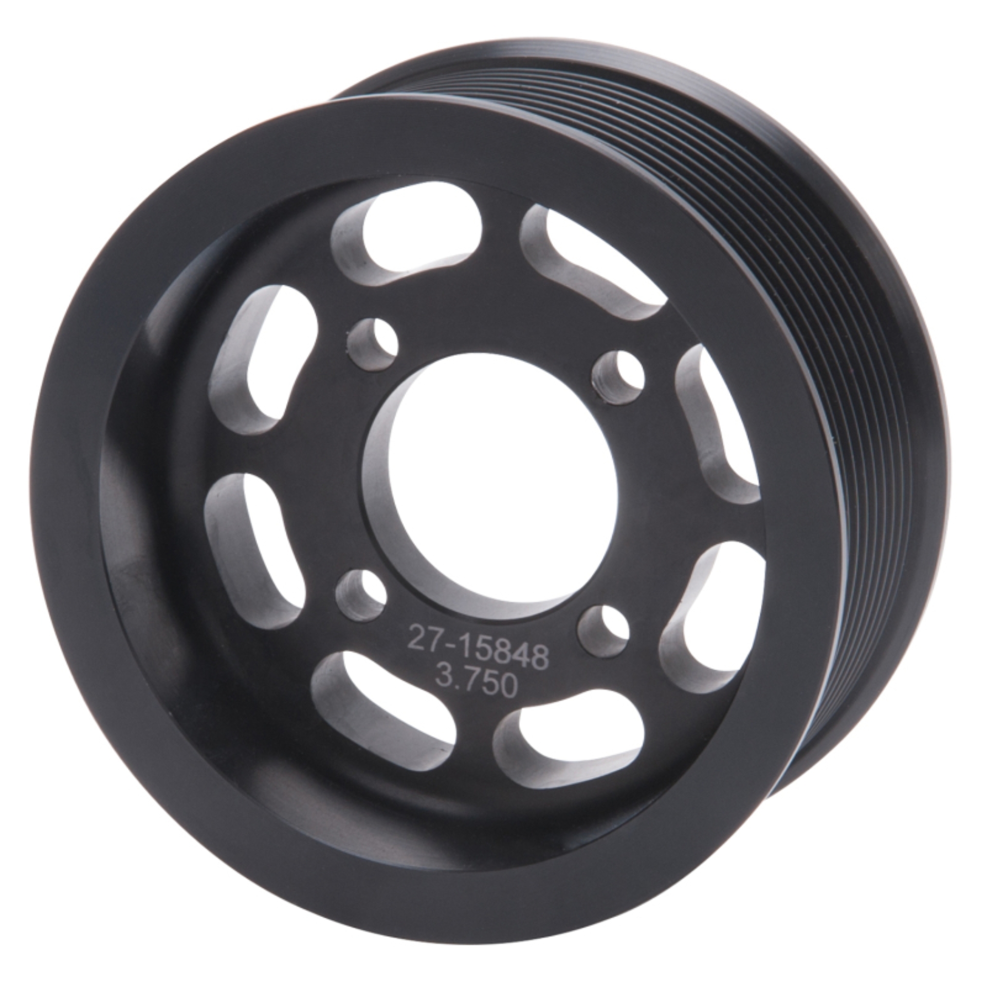 Picture of Edelbrock Competition Supercharger Pulley #15848 3.750 in. 10-Rib Black Anodized