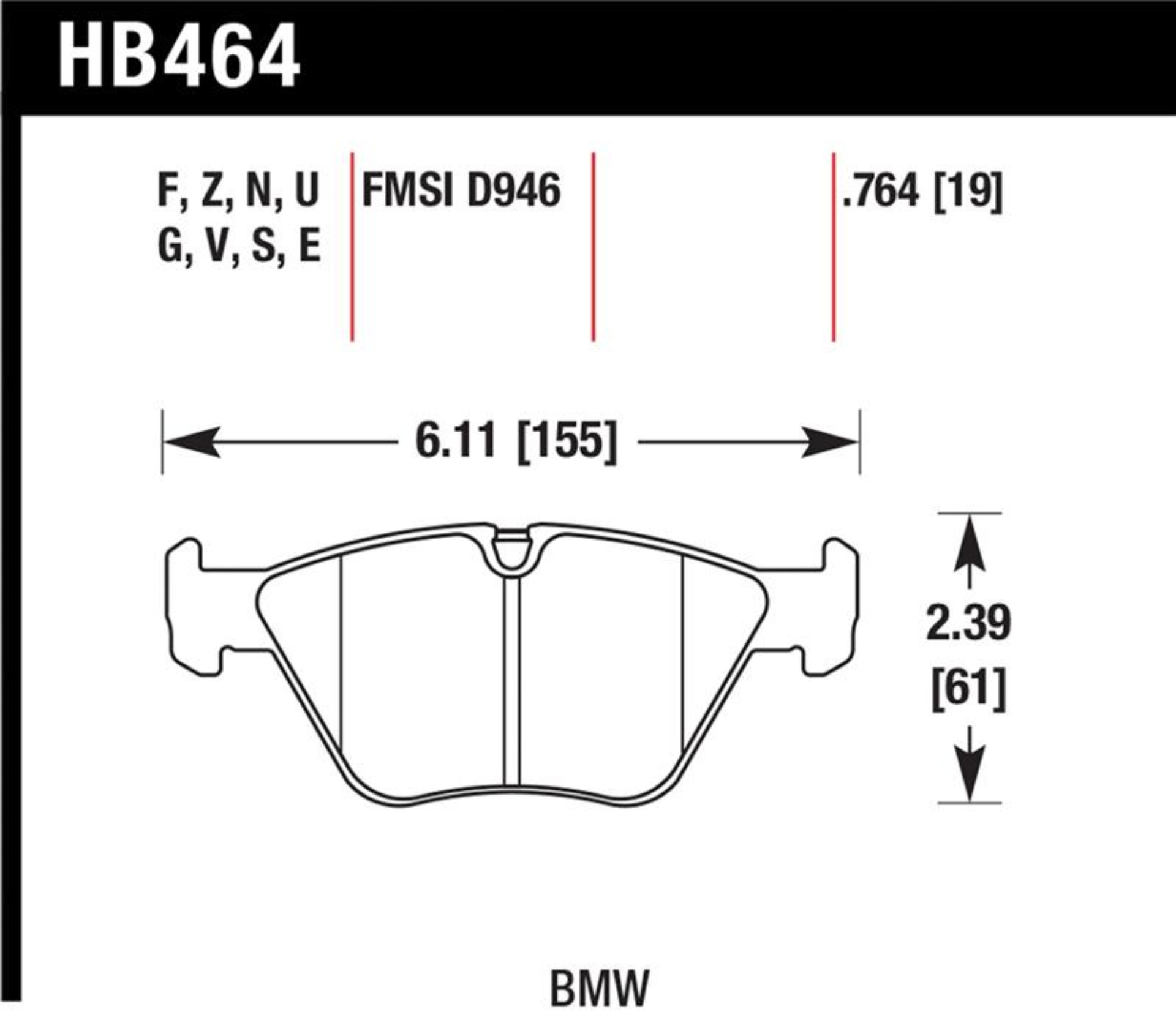 Picture of Hawk Performance HAWK HPS Brake Pad Sets - HB464F.764
