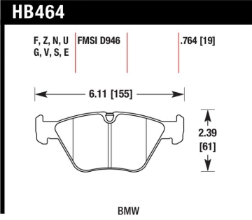 Picture of Hawk Performance HAWK HPS Brake Pad Sets - HB464F.764