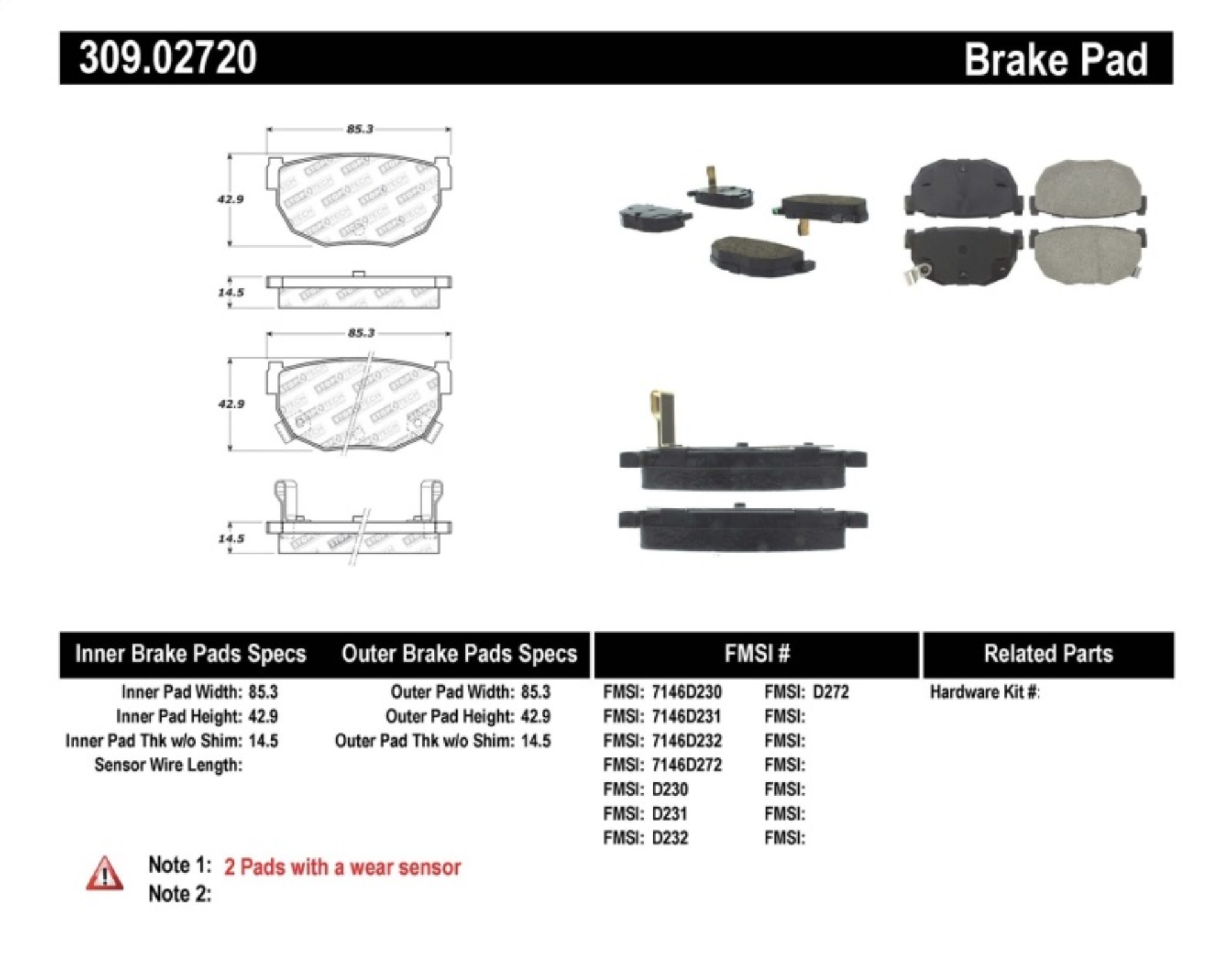 Picture of Sport Brake Pads with Shims and Hardware