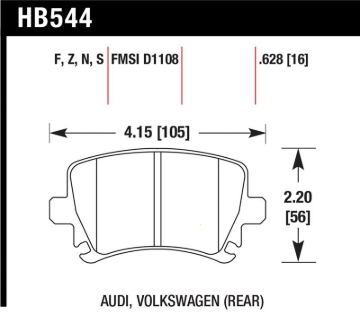 Picture of Hawk Performance HAWK HP+ Brake Pad Sets - HB544N.628
