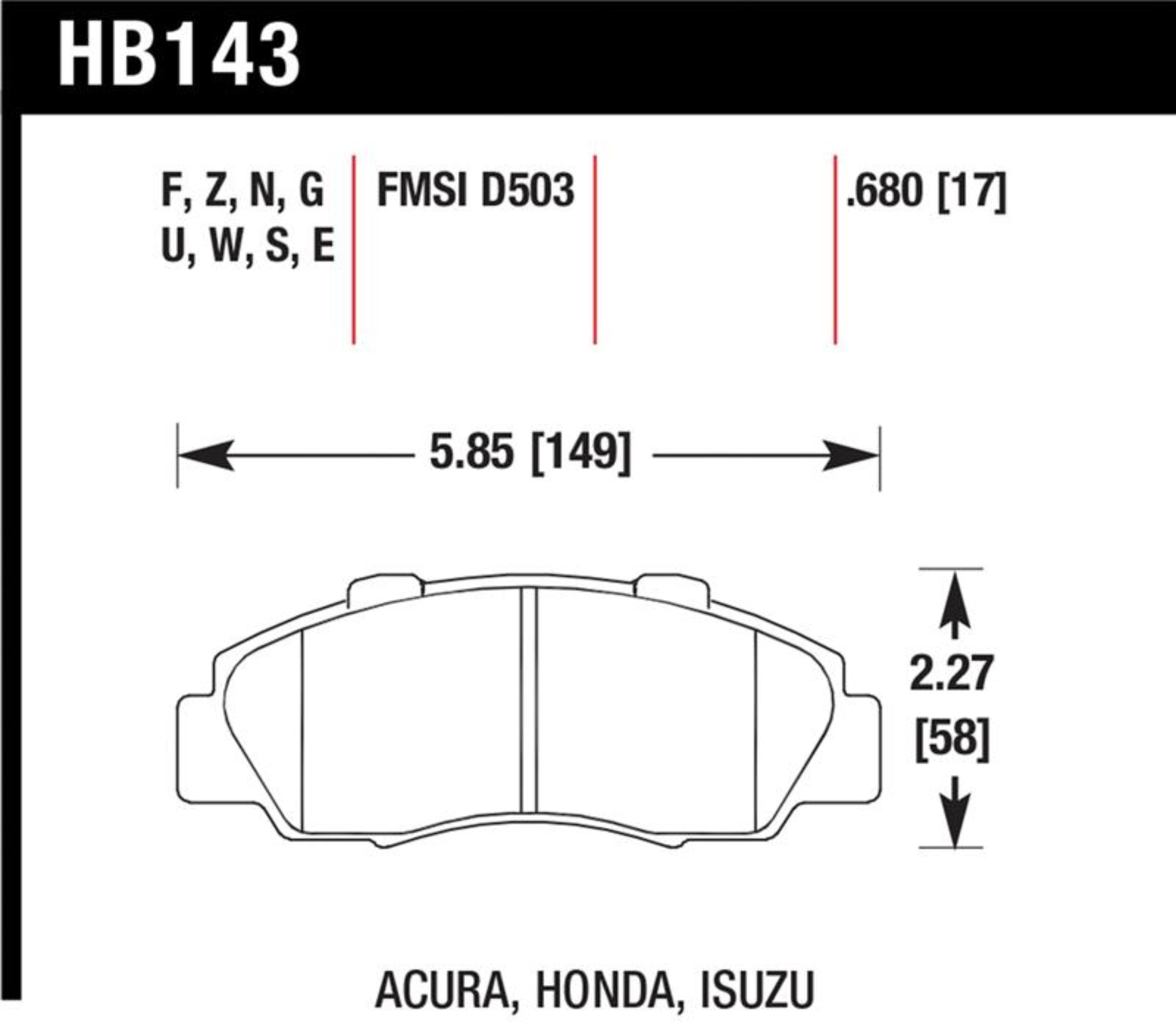 Picture of Hawk Performance HAWK HP+ Brake Pad Sets - HB143N.680