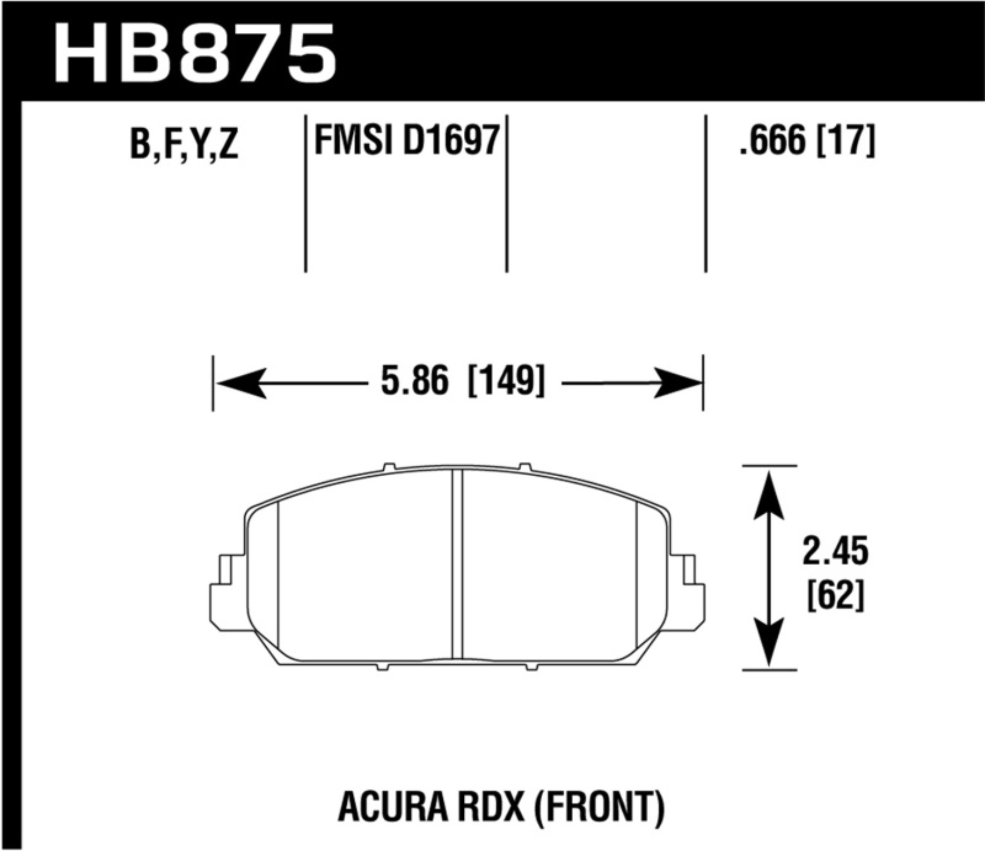 Picture of Hawk Performance HAWK HPS Brake Pad Sets - HB875F.666