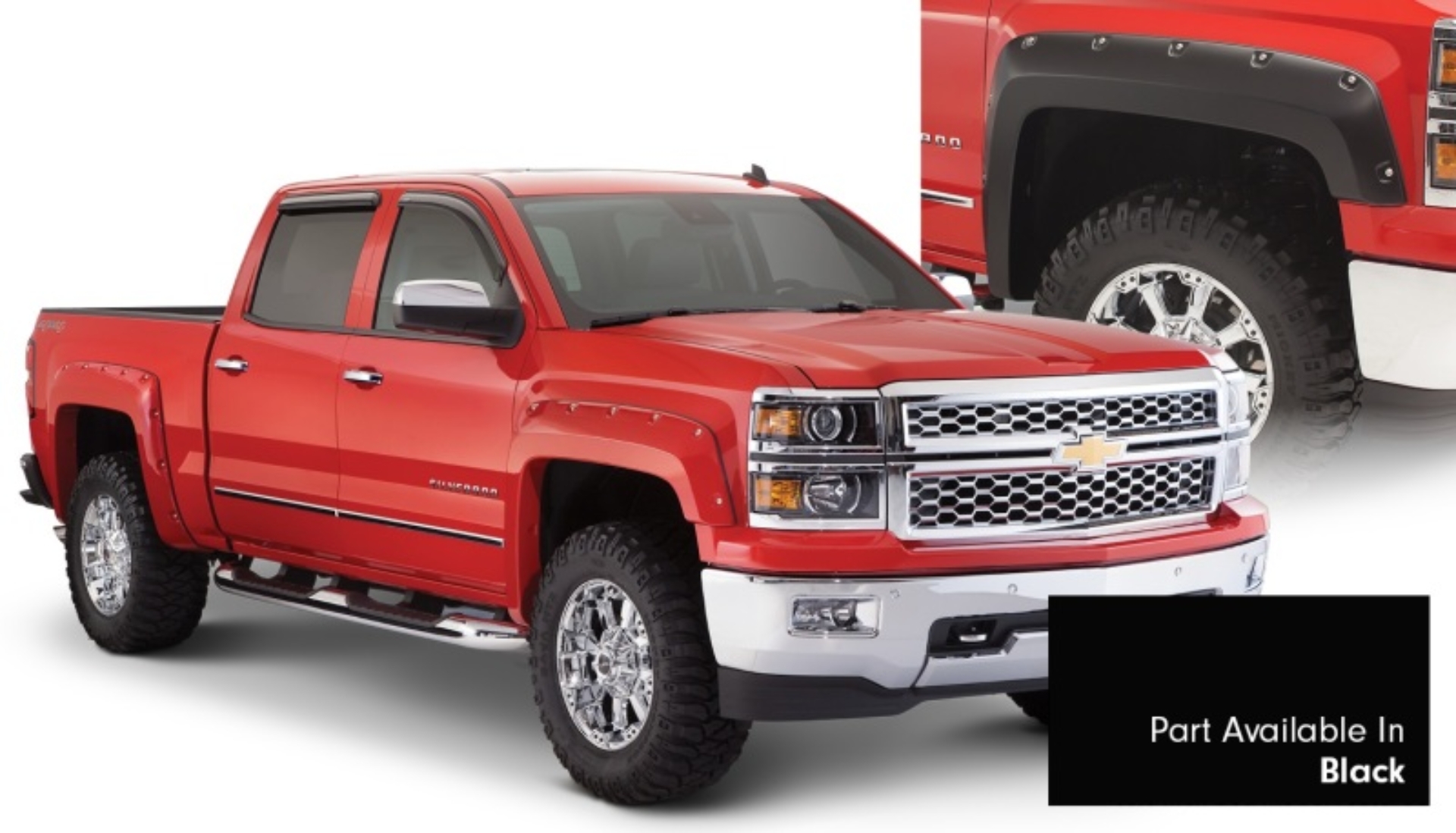 Picture of Bushwacker 16-18 Chevy Silverado 1500 Fleetside Pocket Style Flares 4pc 78.8/97.8in Bed - Black