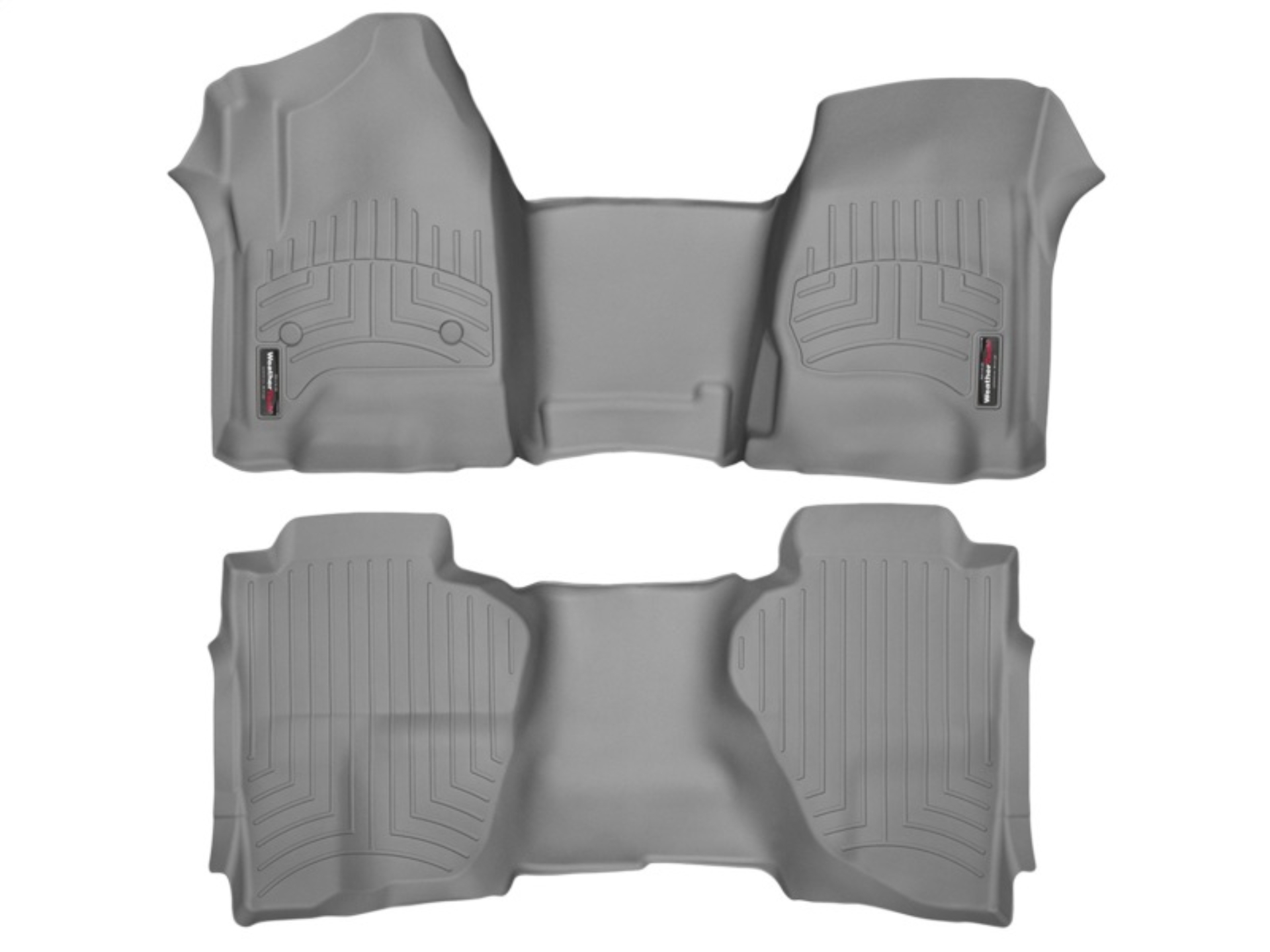 Picture of WeatherTech 14+ Chevrolet Silverado Front and Rear Floorliners - Over The Hump - Grey
