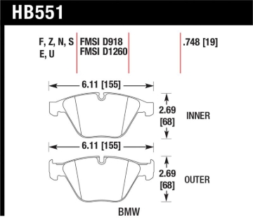 Picture of Hawk Performance HAWK Blue 9012 Brake Pad Sets - HB551E.748
