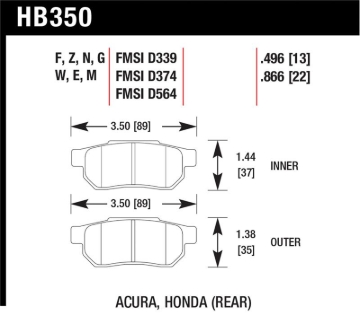 Picture of Hawk Performance HAWK HPS Brake Pad Sets - HB350F.496