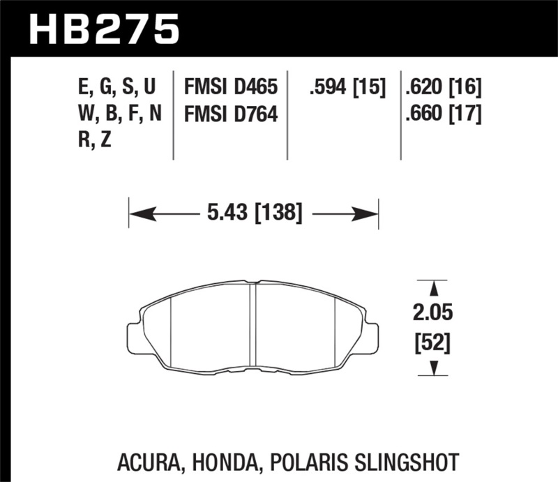 Picture of Hawk Performance HAWK HPS Brake Pad Sets - HB275F.620