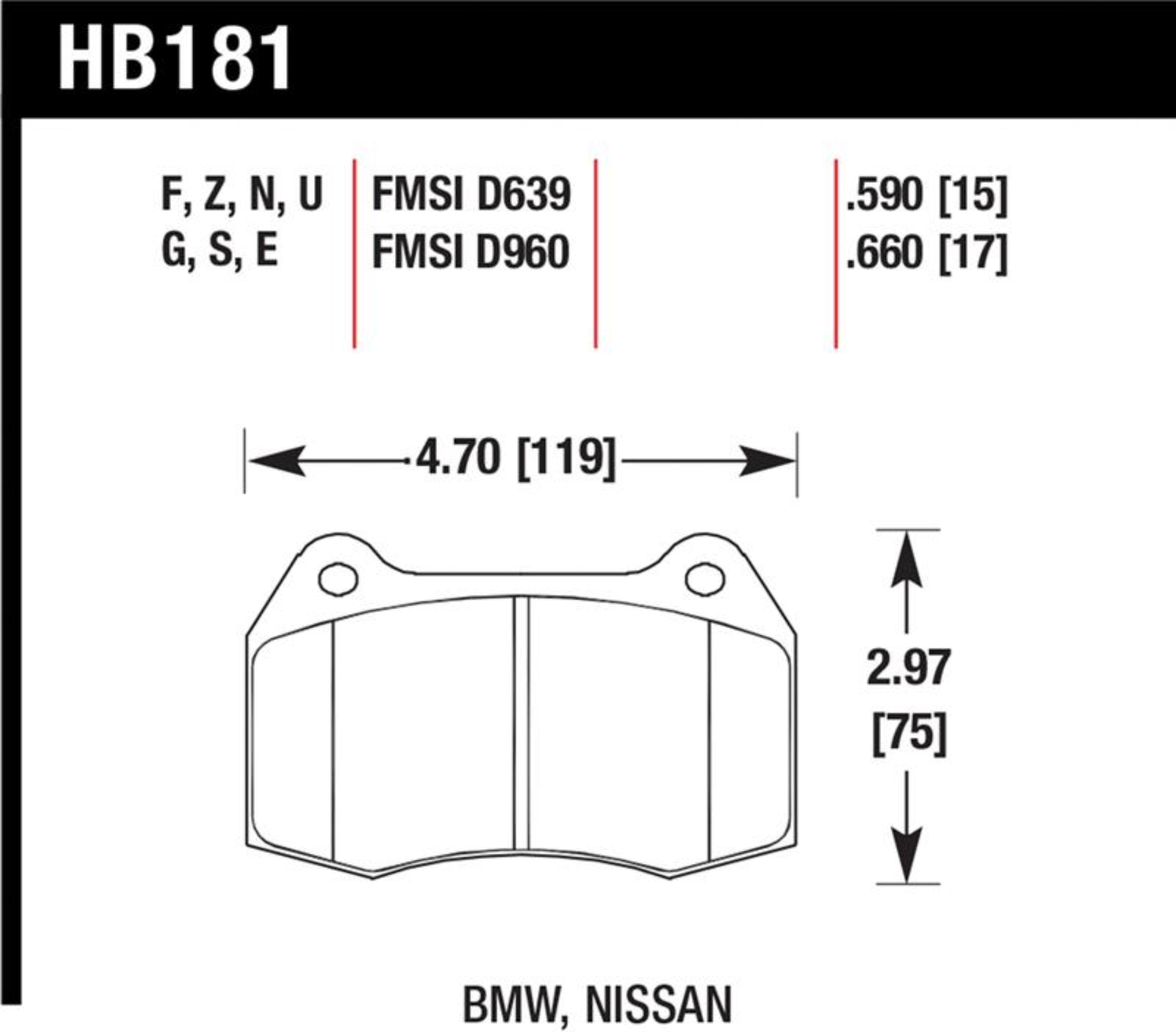 Picture of Hawk Performance HAWK HPS Brake Pad Sets - HB181F.660