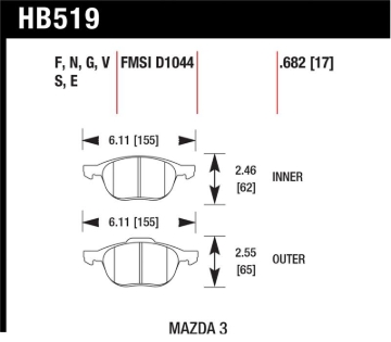 Picture of Hawk Performance HAWK DTC-60 Brake Pad Sets - HB519G.682