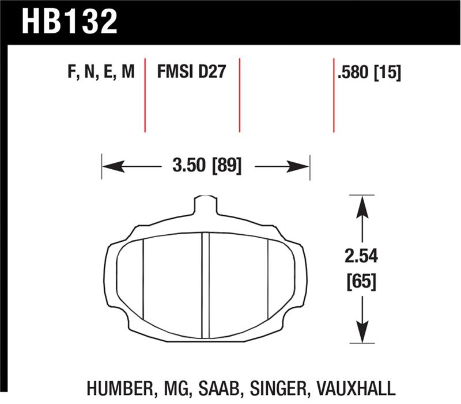 Picture of Hawk Performance HAWK Black Brake Pad Sets - HB132M.580