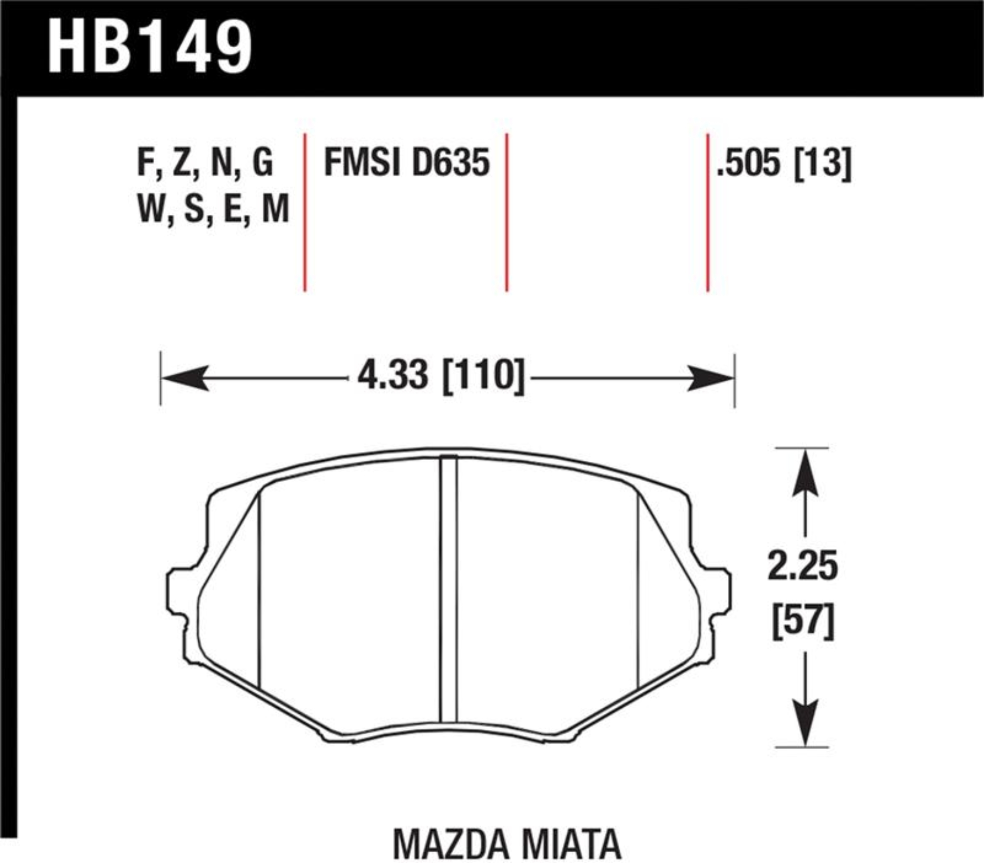 Picture of Hawk Performance HAWK Black Brake Pad Sets - HB149M.505