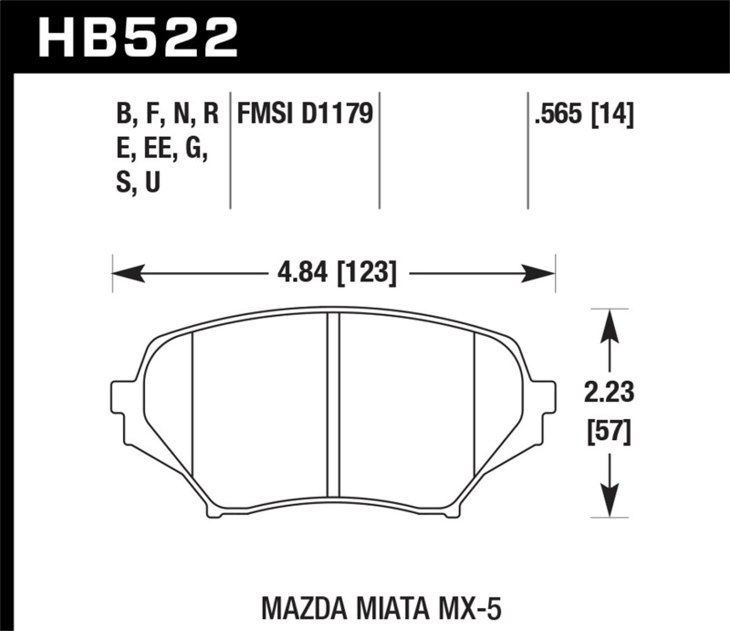 Picture of Hawk Performance HAWK HPS Brake Pad Sets - HB522F.565