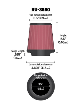 Picture of K&N Engineering KN Universal Air Filter - RU-3550