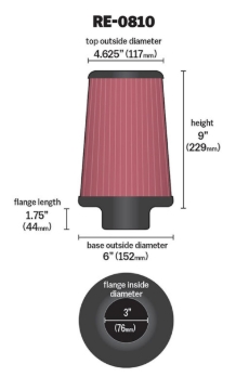 Picture of K&N Engineering KN Universal Air Filter - RE-0810
