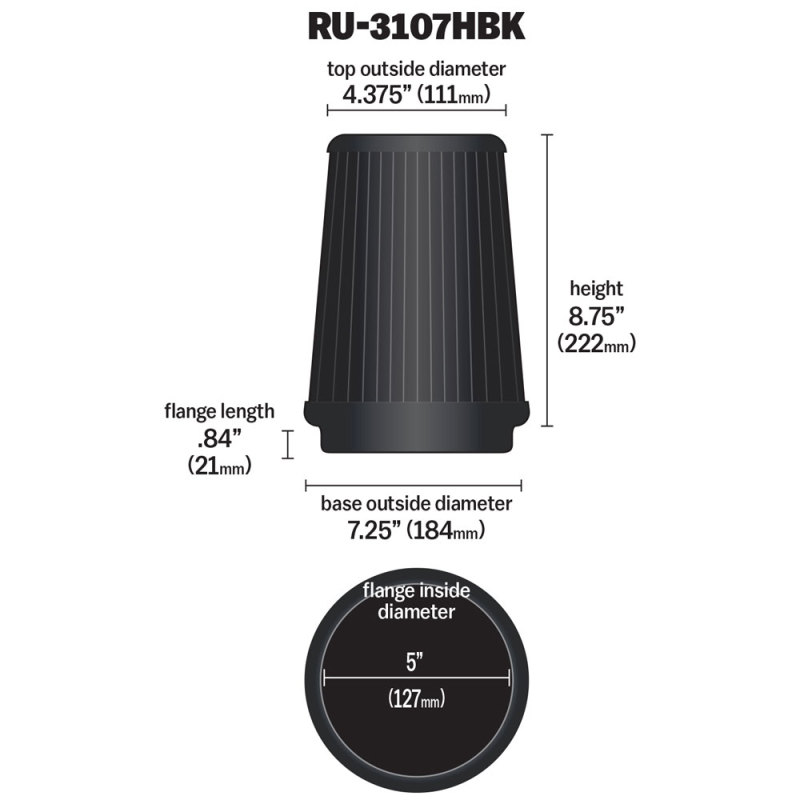 Picture of K&N Engineering KN Universal Air Filter - RU-3107HBK