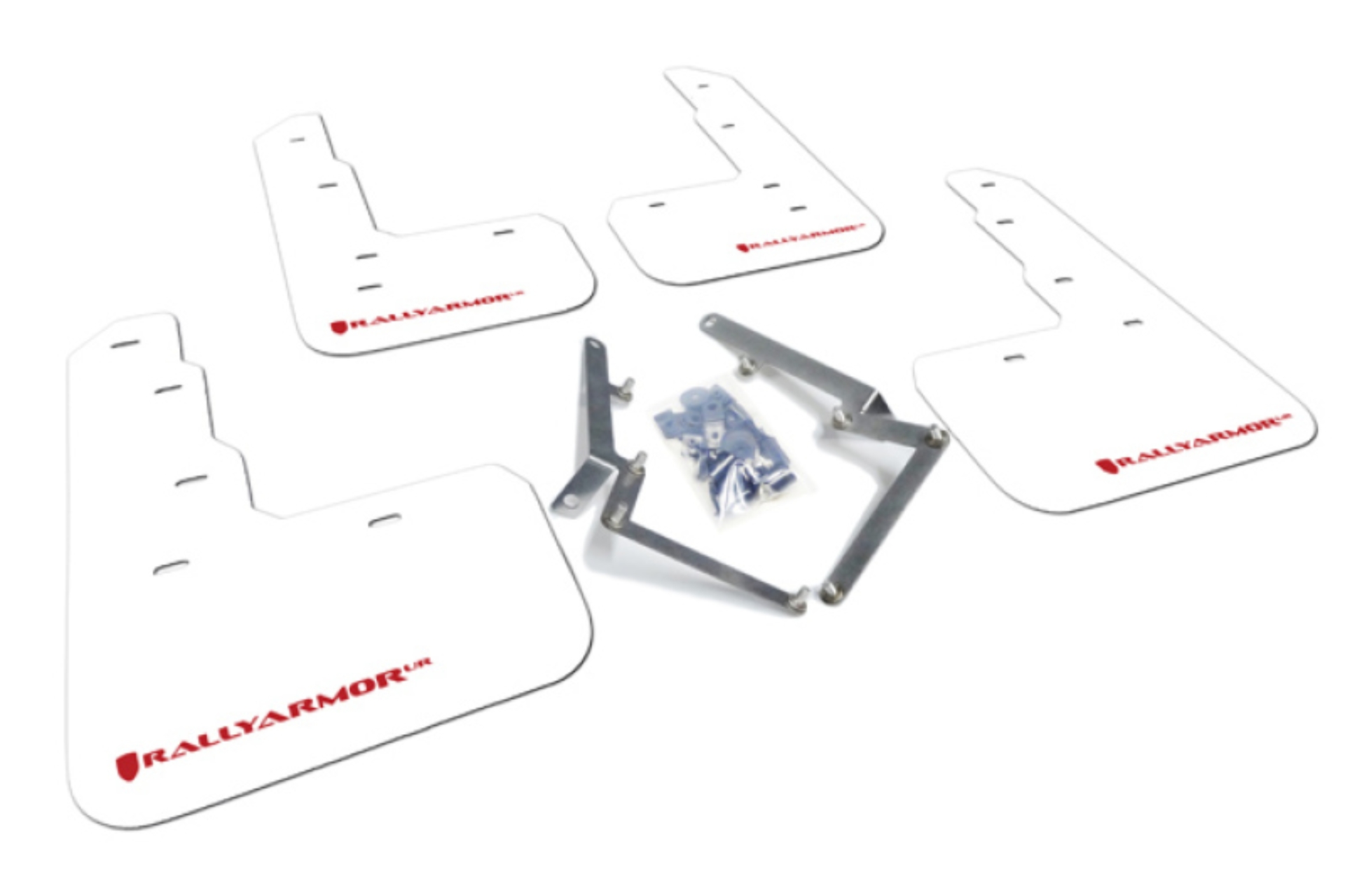 Picture of Rally Armor RAL UR White Flap/Red Logo Mud Flaps - MF47-UR-WH/RD