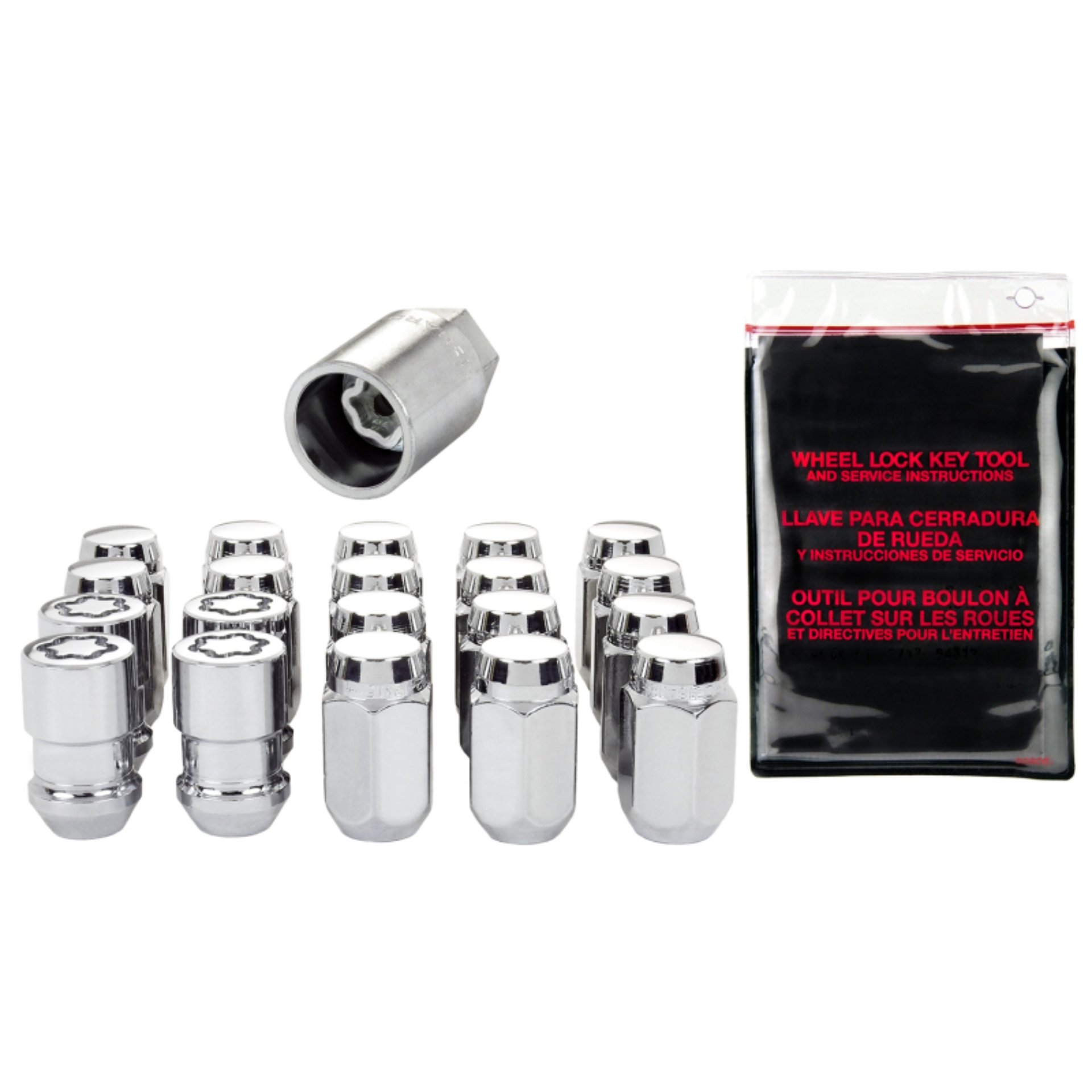 Picture of 1/2-20 Chrome Cone Seat Exposed Style Wheel Installation Box Kit-13/16 Hex