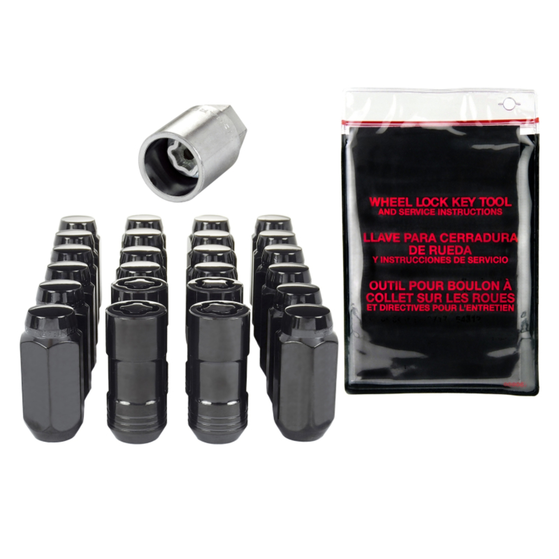 Picture of M14 x 1.5 Black 6-Lug Cone Seat Exposed Style Wheel Installation Kit-1.945 OAL