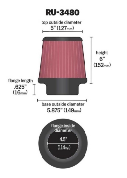 Picture of K&N Engineering KN Universal Air Filter - RU-3480
