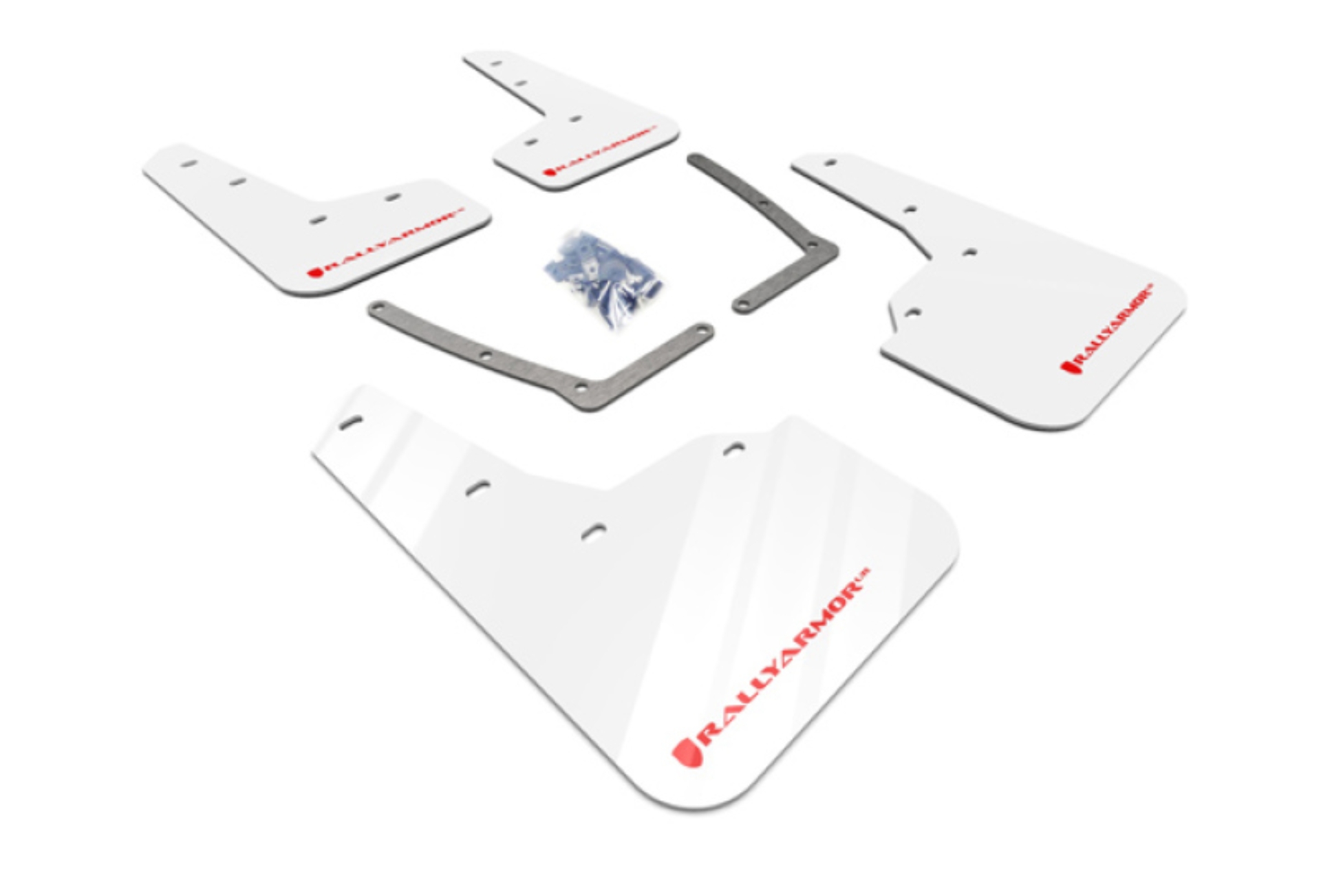 Picture of Rally Armor RAL UR White Flap/Red Logo Mud Flaps - MF50-UR-WH/RD