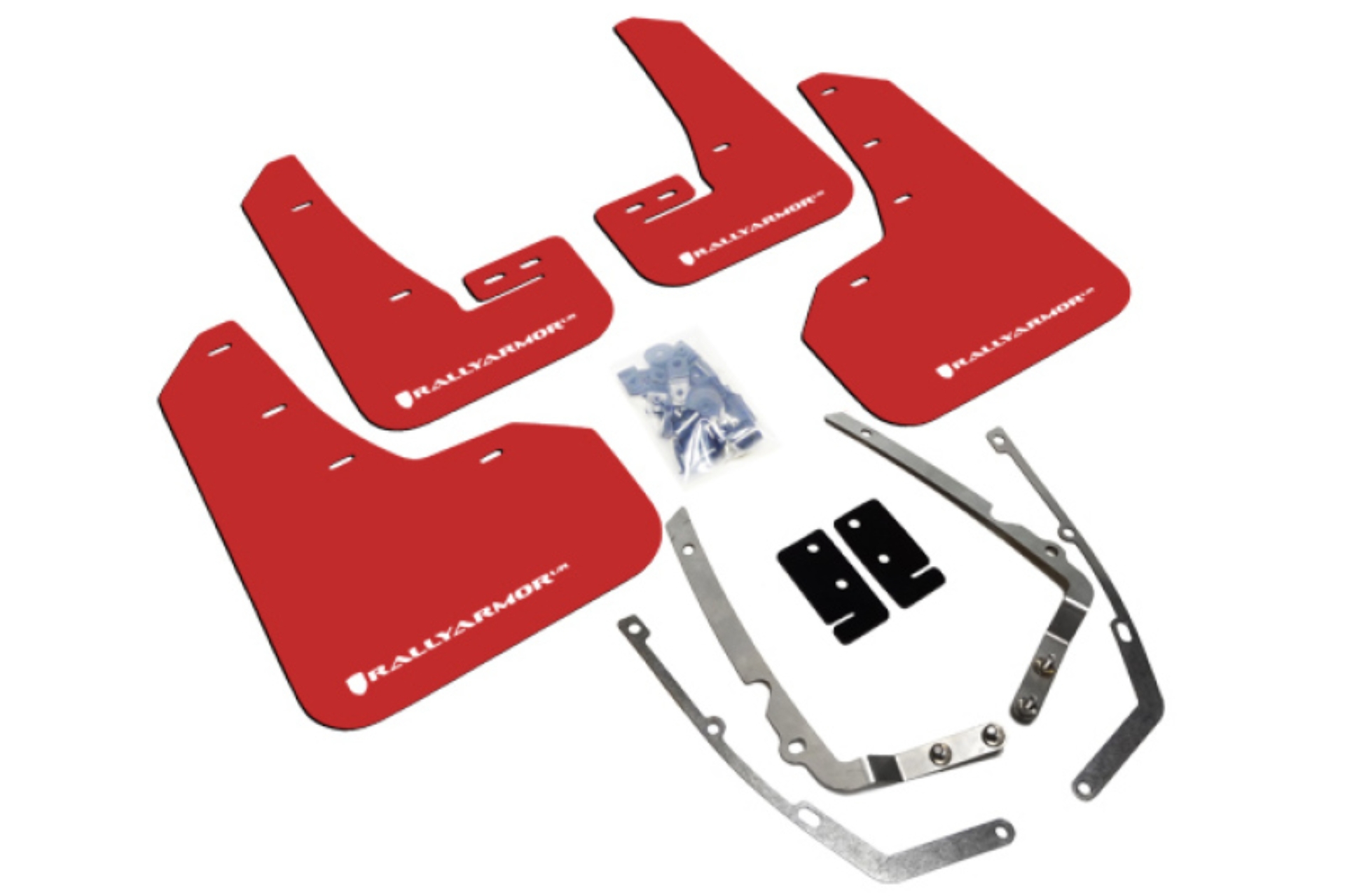 Picture of Rally Armor RAL UR Red Flap/Wht Logo Mud Flaps - MF37-UR-RD/WH