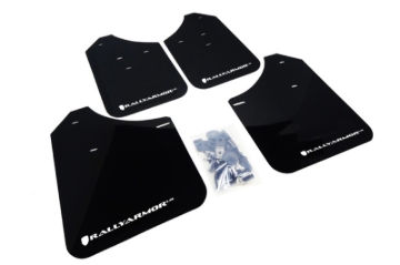 Picture of Rally Armor RAL UR Blk Flap/Wht Logo Mud Flaps - MF1-UR-BLK/WH