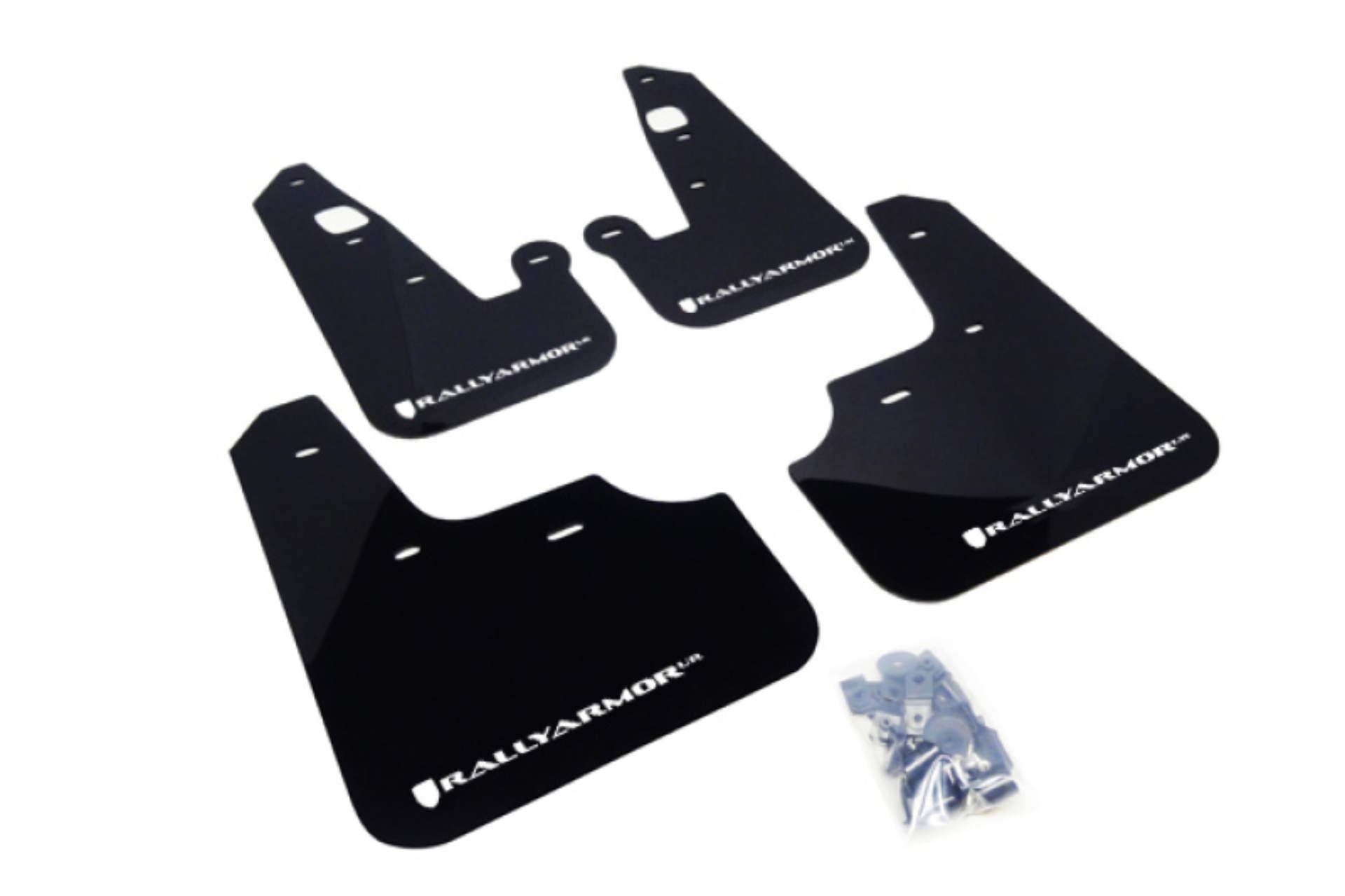 Picture of Rally Armor RAL UR Blk Flap/Wht Logo Mud Flaps - MF8-UR-BLK/WH