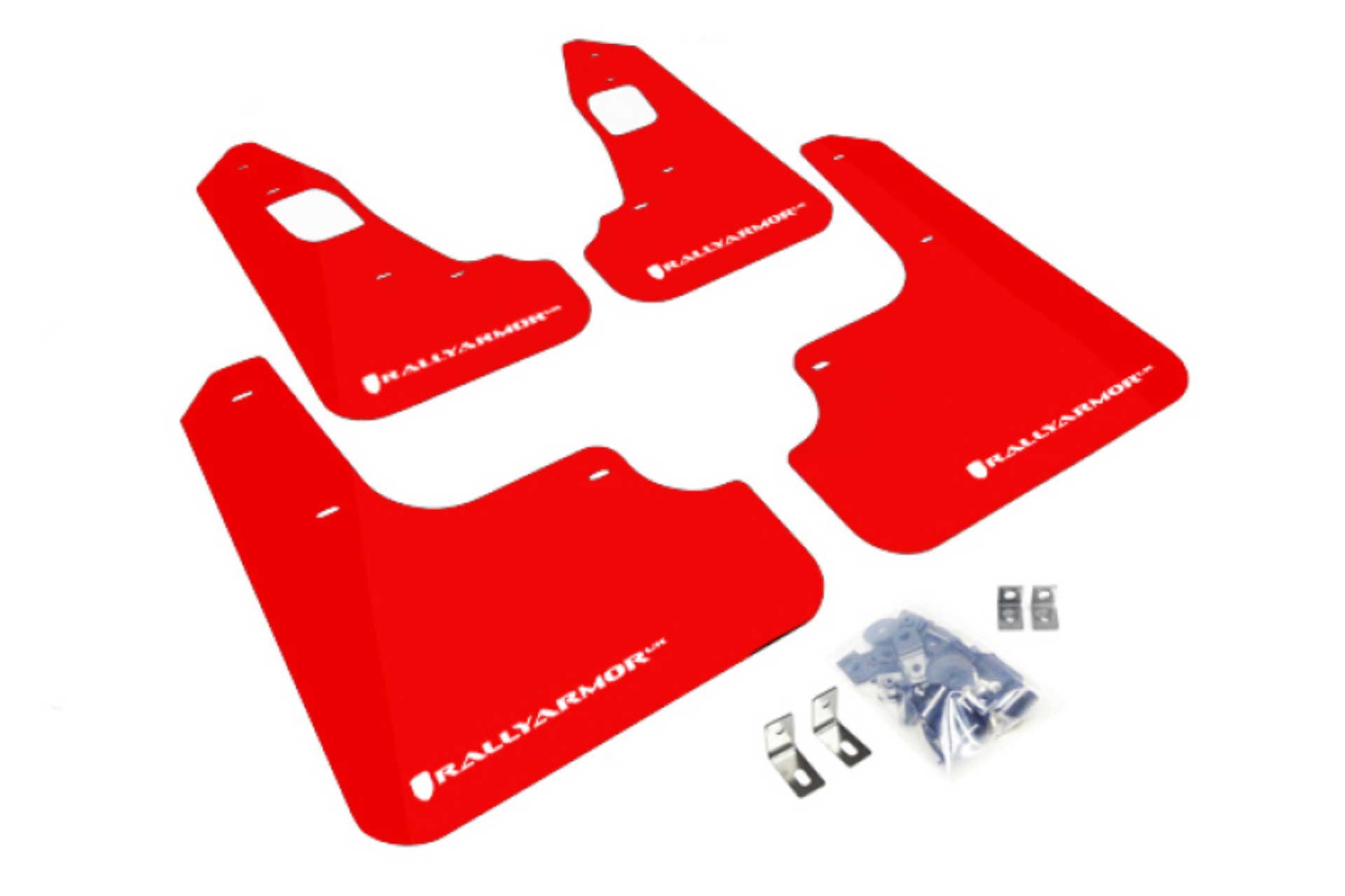 Picture of Rally Armor 08-17 Mitsubishi EVO X Red UR Mud Flap w/ White Logo