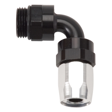 Picture of 8AN 90 Degree Radius Port Hose End To 7/8"-14 O-Ring Boss, Black/Silver Finish