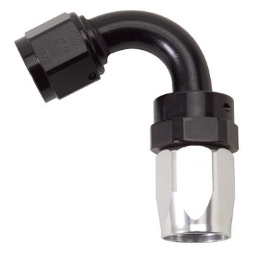 Picture of 8AN ProClassic Swivel 120 Degree Tight 3/4" Radius Hose End, Black/Silver Finish