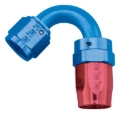 Picture of 8AN ProClassic Swivel 120 Degree Tight 3/4" Radius Hose End With Red/Blue Finish