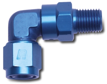 Picture of 10AN Flare Female To 3/8" NPT Male 90 Degree Swivel Fitting With Blue Finish