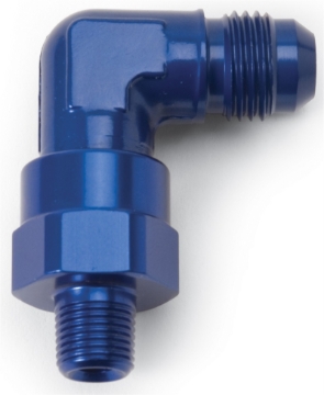 Picture of 12AN Flare Male To 3/4" NPT Male 90 Degree Swivel Fitting With Blue Finish