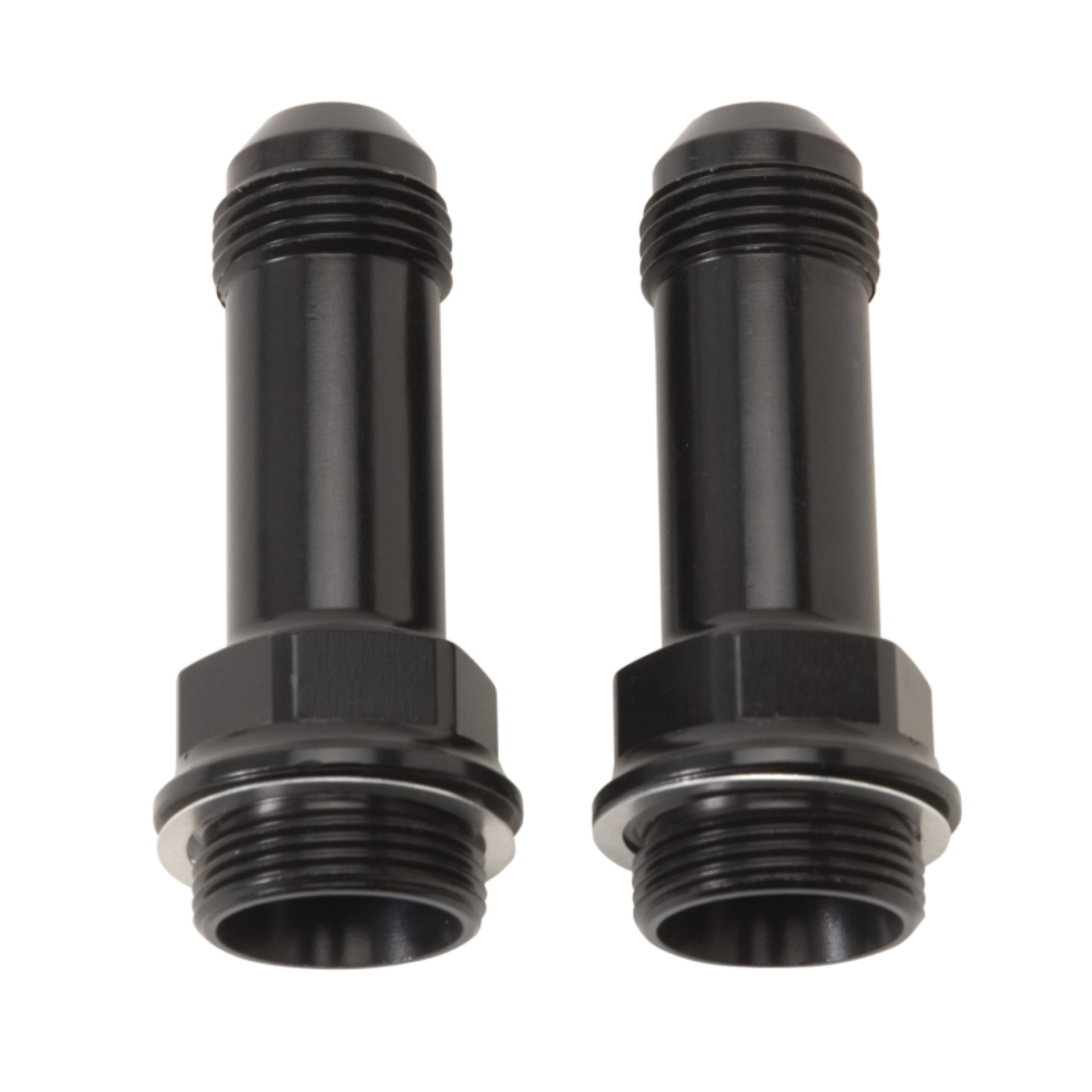 Picture of 7/8" -20 X 8AN Male Flare Ext. Carb Fitting, Holley Dual Feed (2") Black - Pair