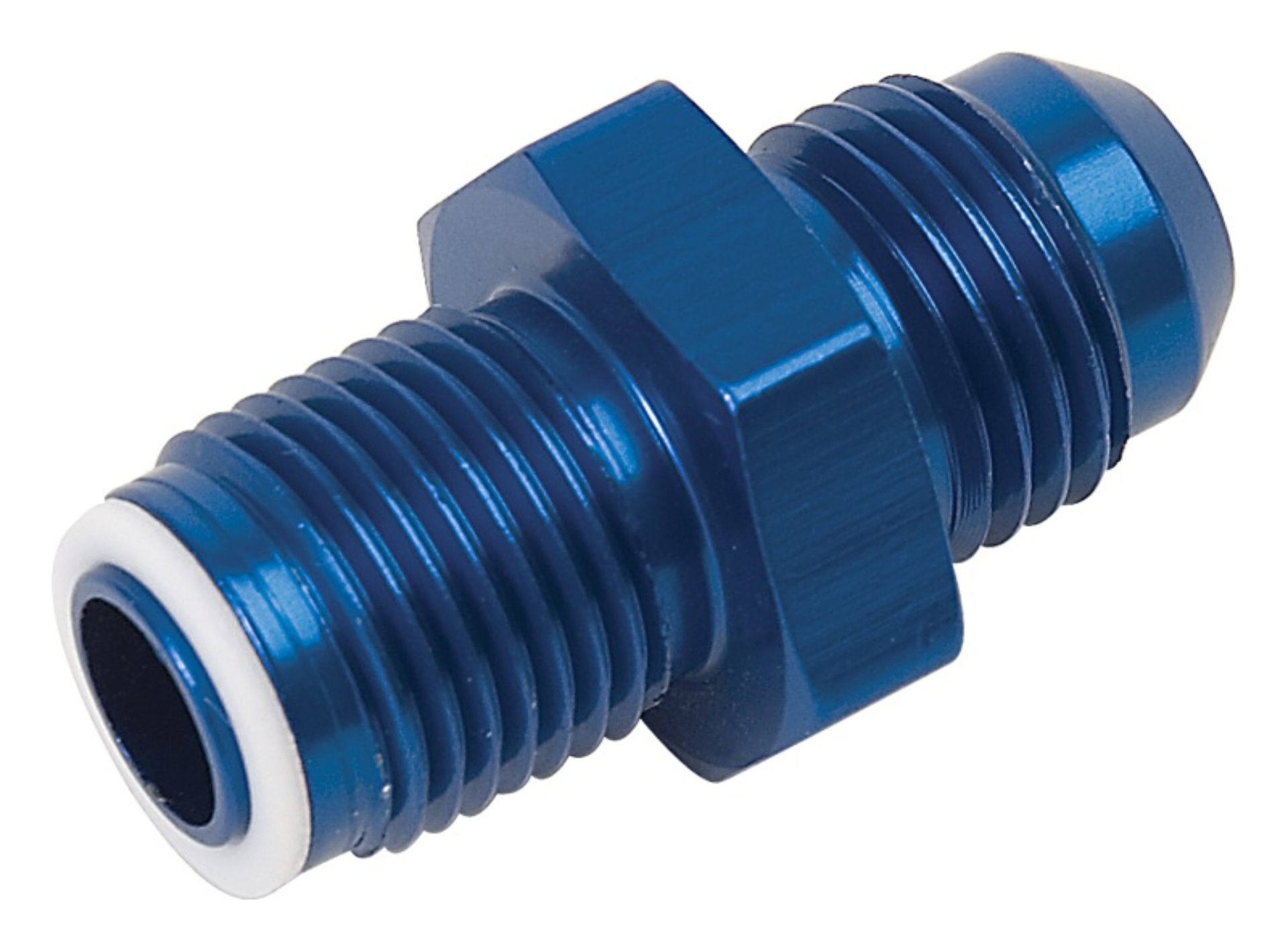 Picture of 6AN To 14mm X 1.25 O-Ring Seal GM TBI Adapter Fitting With Blue Finish