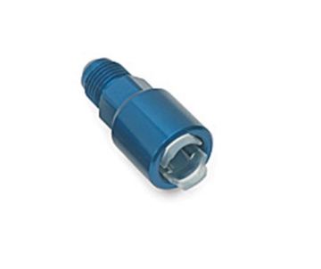 Picture of 6AN Male x 3/8' SAE Quick-Disconnect Push-On Female Fitting With Blue Finish