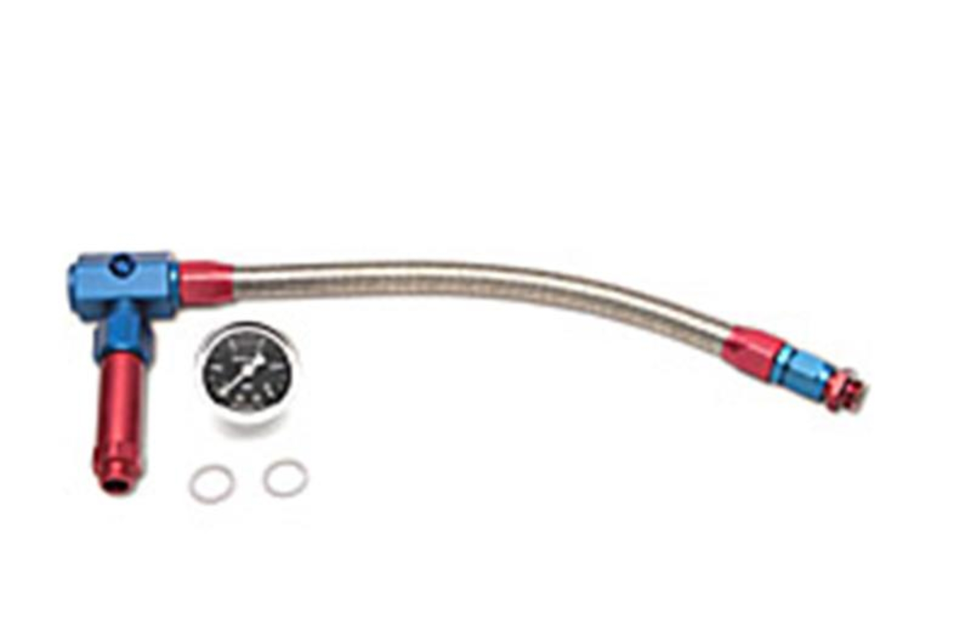 Picture of 6AN-3/8" Female NPT Carb Inlet Kit & Gauge, Demon Carbs w/ Red/Blue Finish