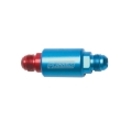 Picture of 3-1/4" Length, 8AN Male In/Out Fuel Filter With Red/Blue Finish