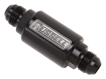 Picture of 3" Length, 6AN Male Inlet/Outlet Fuel Filters With Black Finish