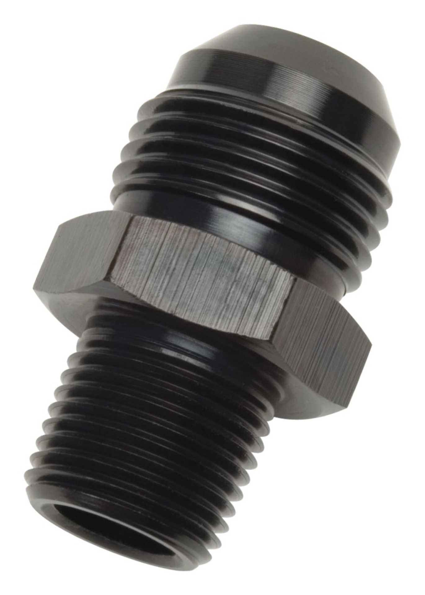 Picture of 8AN Straight Flare To 1/4" Pipe Adapter Fitting With Black Finish