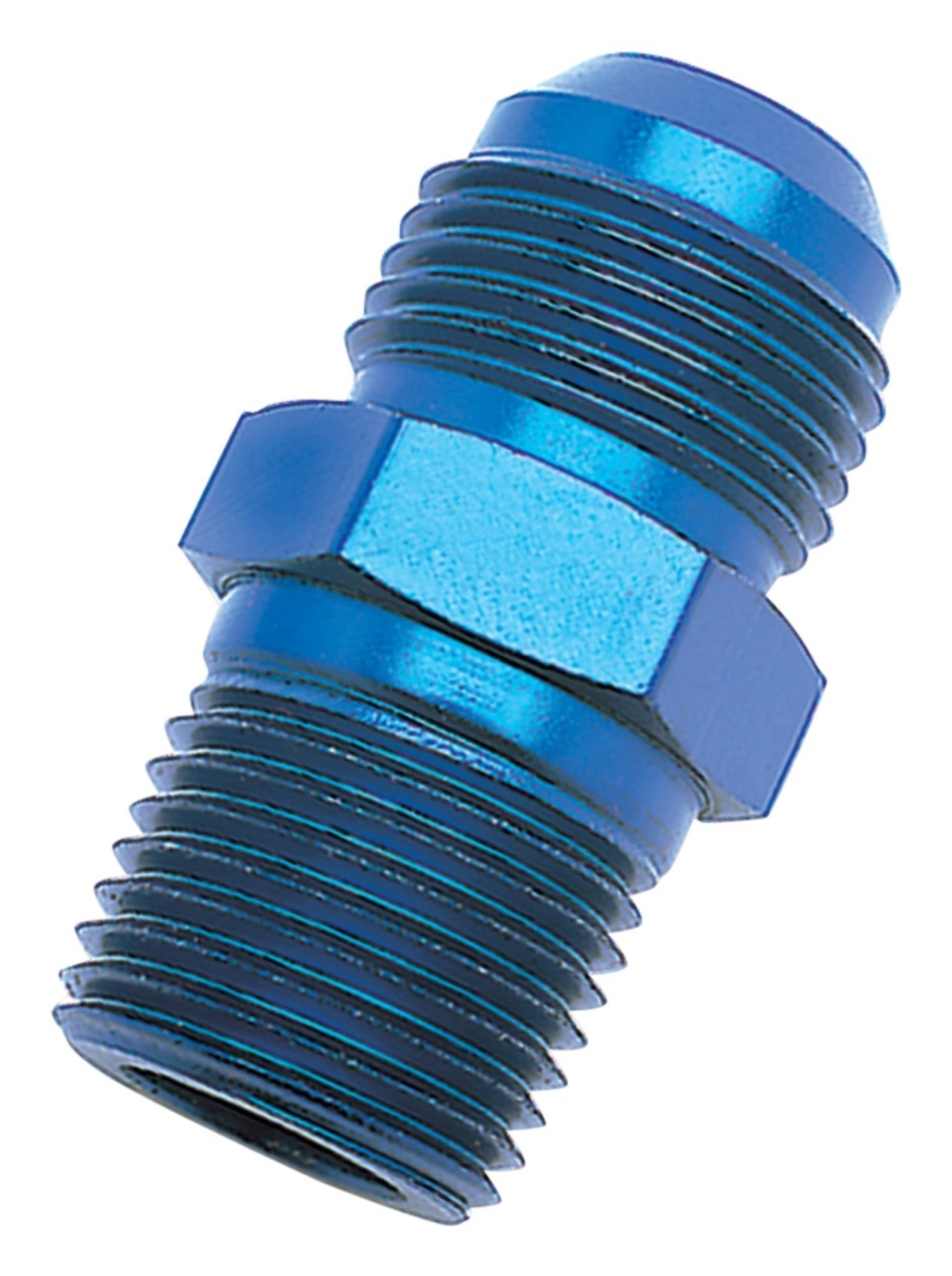 Picture of 8AN Straight Flare To 3/8" Pipe Adapter Fitting With Blue Finish