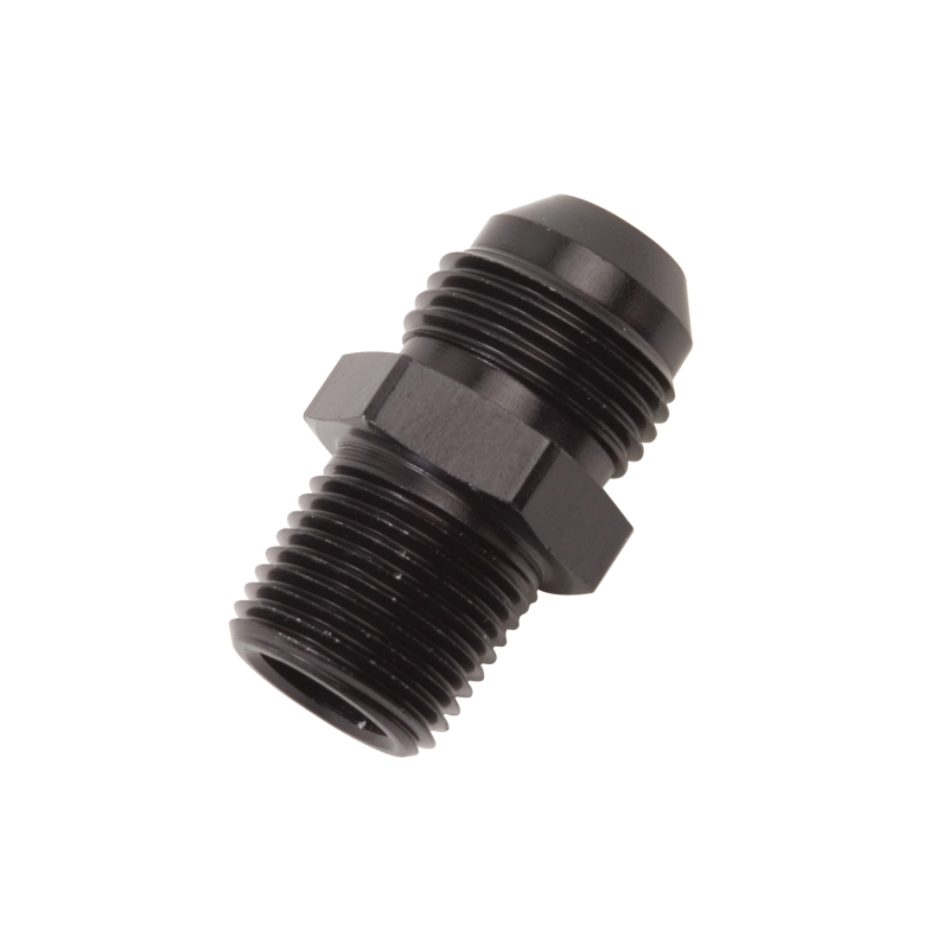Picture of 8AN Straight Flare To 3/8" Pipe Adapter Fitting With Black Finish