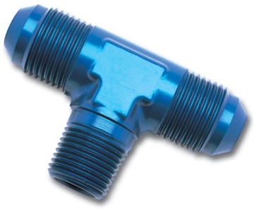 Picture of 4AN Flare To 1/8" Pipe Tee Adapter Fitting With Blue Finish