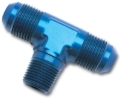 Picture of 8AN Flare To 3/8" Pipe Tee Adapter Fitting With Blue Finish