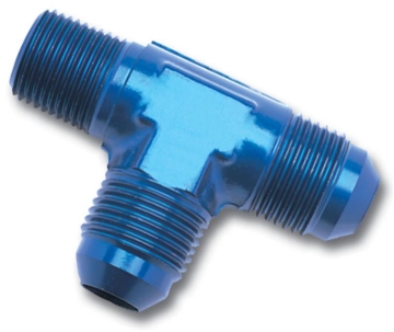 Picture of 10AN Flare To 1/2" Pipe Tee On Run Adapter Fitting With Blue Finish