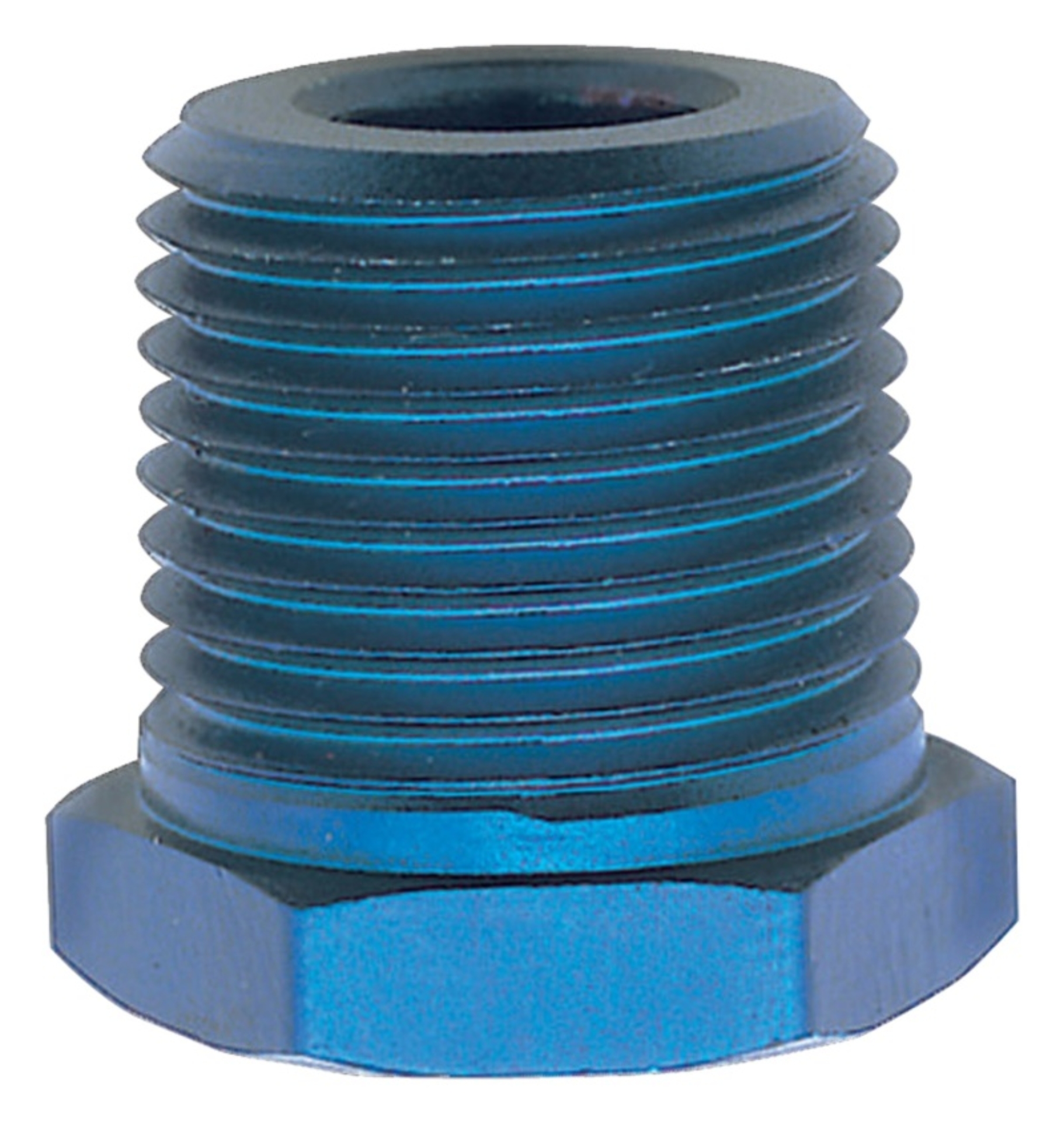 Picture of 3/8" Male To 1/4" Female Pipe Bushing Reducer Adapter Fitting With Blue Finish