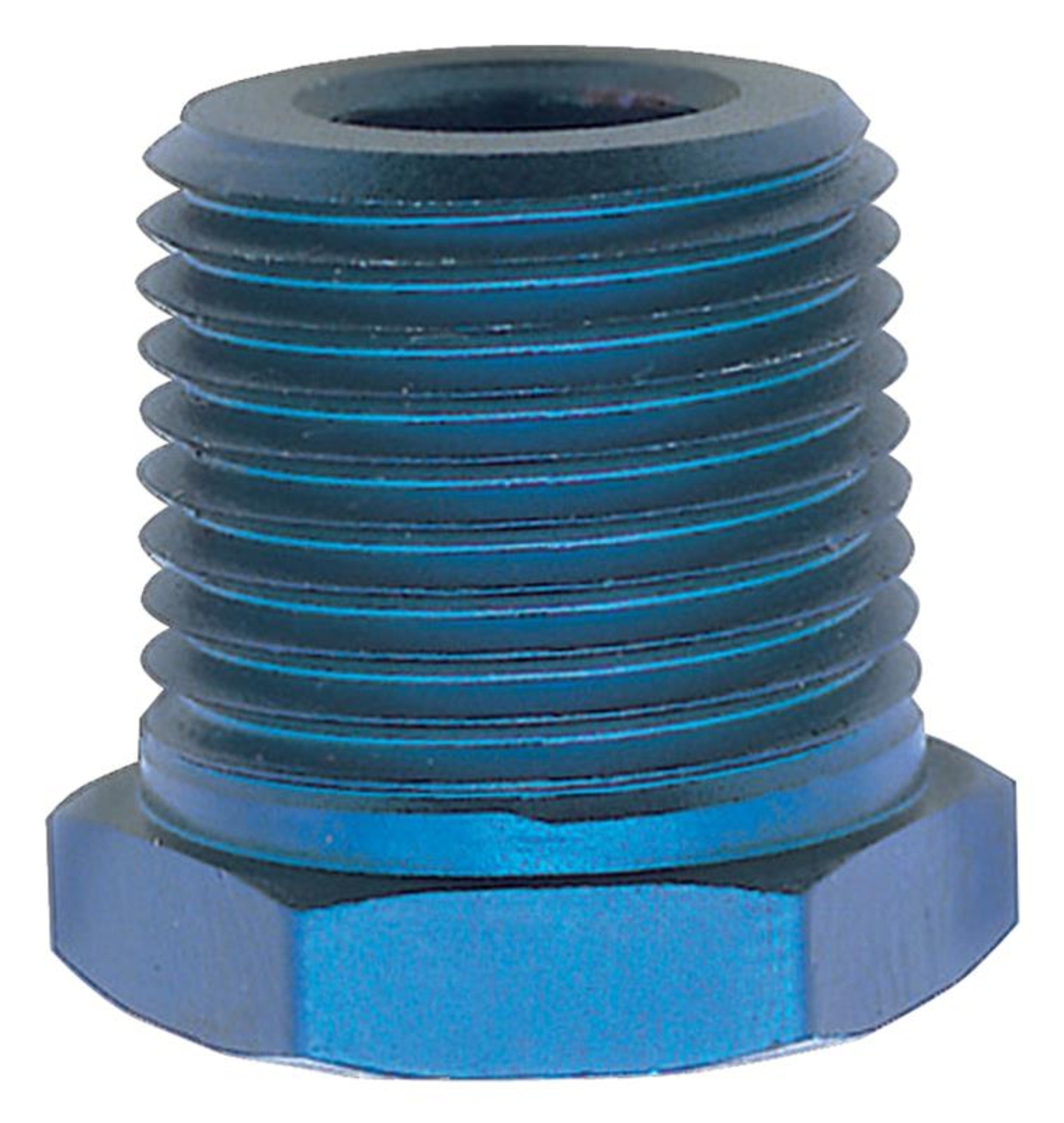 Picture of 1/2" Male To 1/8" Female Pipe Bushing Reducer Adapter Fitting With Blue Finish