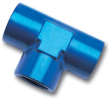 Picture of 1/8" Female NPT Pipe Tee Adapter Fitting With Blue Finish