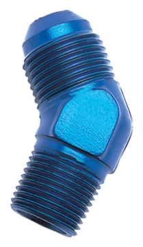 Picture of 8AN 45 Degree Flare To 1/2" Pipe Adapter Fitting With Blue Finish